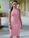 Cutout Mock Neck Sleeveless Dress Blush Pink Casual Dresses - Tophatter Daily Deals