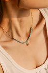 Turquoise Beaded 18K Gold-Plated Sun Shape Pendant Necklace Necklaces - Tophatter Daily Deals