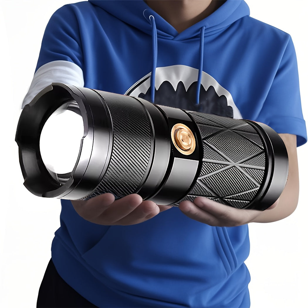 Tactical Flashlight Rechargeable Zoomable 8 Modes Camping & Hiking - Tophatter Daily Deals