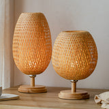 Bamboo Woven Table Lamp Japanese Style Zen Bedroom Living Room 0 - Tophatter Daily Deals