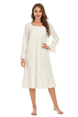 Flounce Sleeve Ruffle Hem Night Dress Sleep Dresses - Tophatter Daily Deals