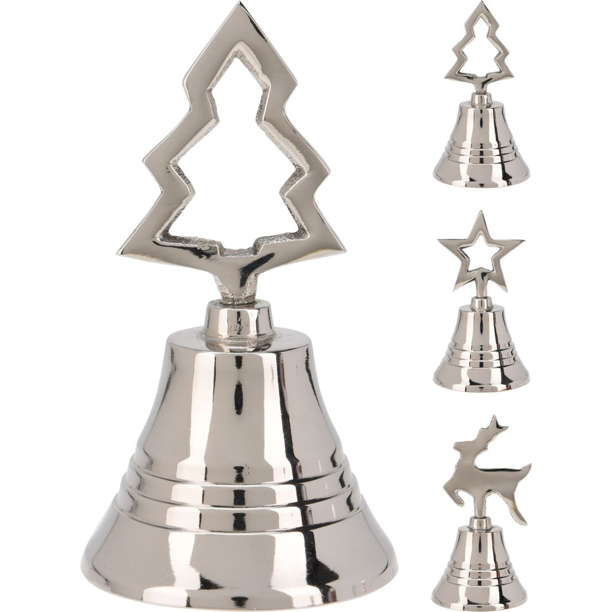 Mini Silver Nickel Christmas Bell | Small Hand Bell Dinner & Service Bell - 10cm Bell - Tophatter Daily Deals