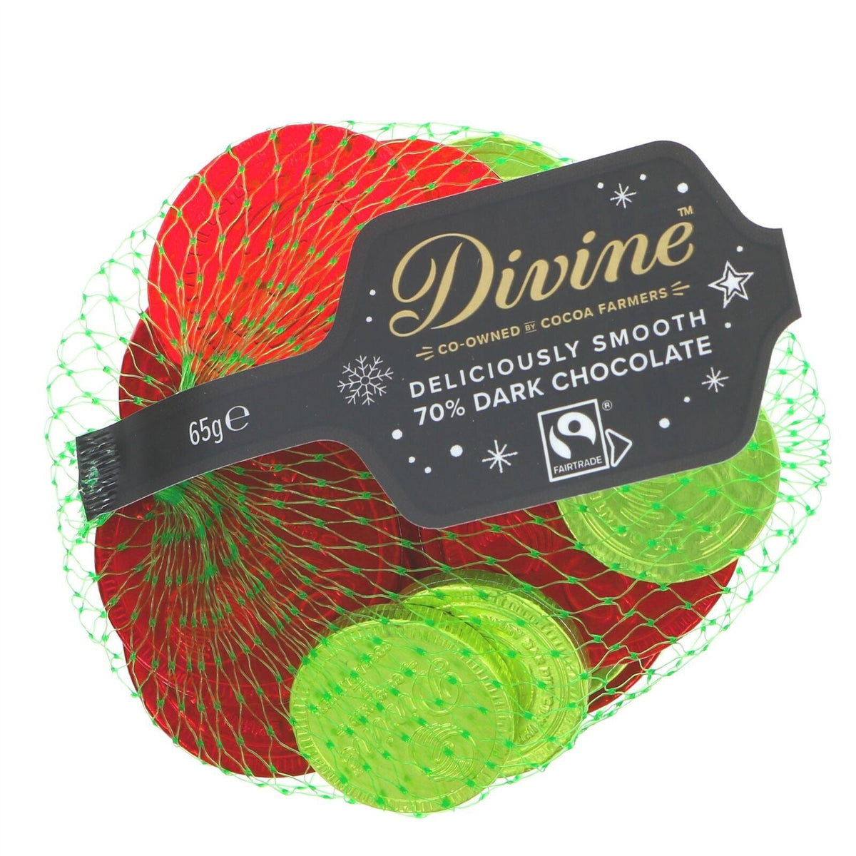 Divine Fairtrade 70% Dark Chocolate Coins | Vegan Dark Chocolate Money - 65g Advent Calendar - Tophatter Daily Deals