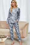 Tie-Dye Long Sleeve Top and Drawstring Joggers Lounge Set Gray Dawn Loungewear Sets - Tophatter Daily Deals