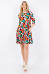 Celeste Full Size Floral Three-Quarter Sleeve Dress with Pockets Casual Dresses - Tophatter Daily Deals