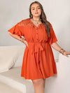 Plus Size Lace Button Up Half Sleeve Dress Casual Dresses - Tophatter Daily Deals