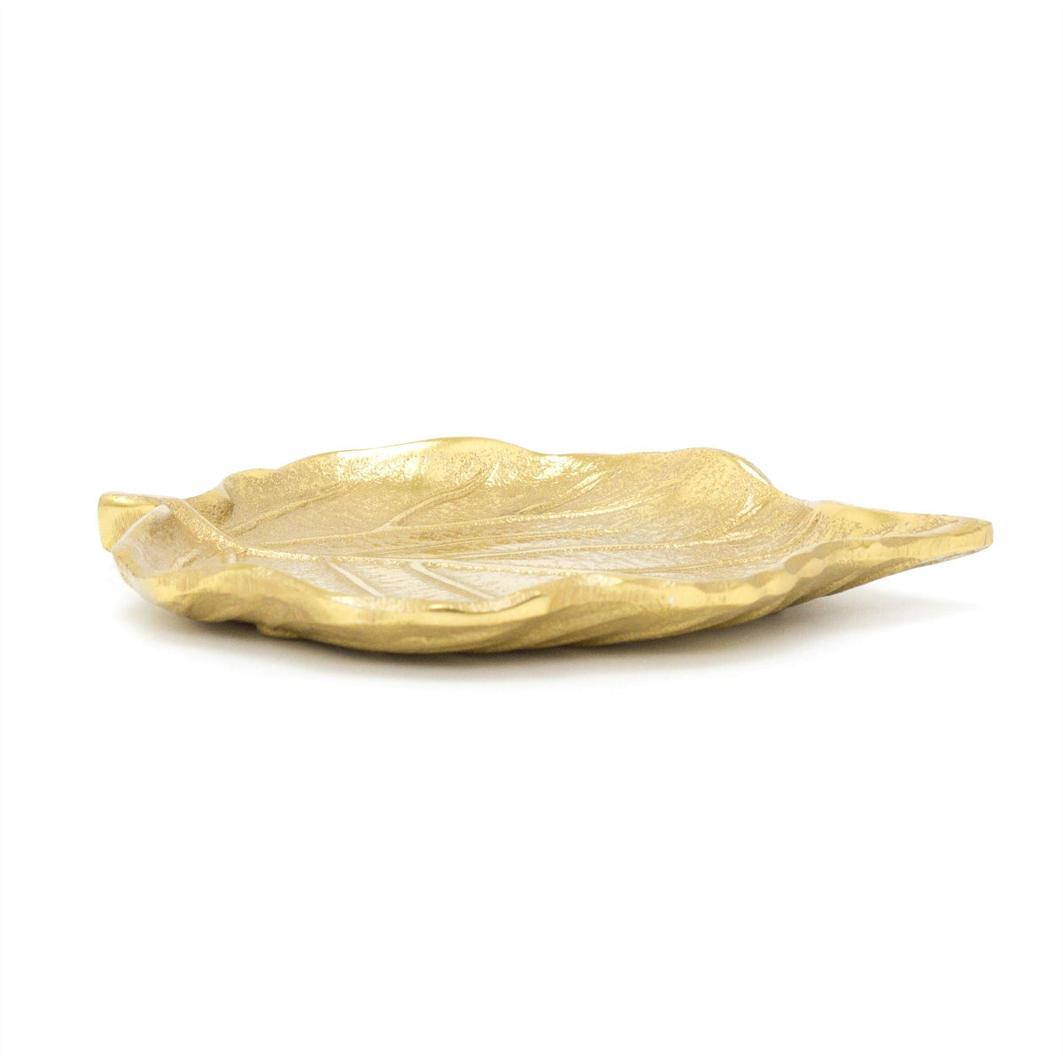 Elegant Gold Metal Leaf Trinket Dish | Aluminium Storage Display Vanity Tray | Botanical Jewellery Plate Trinket Dish - Tophatter Daily Deals