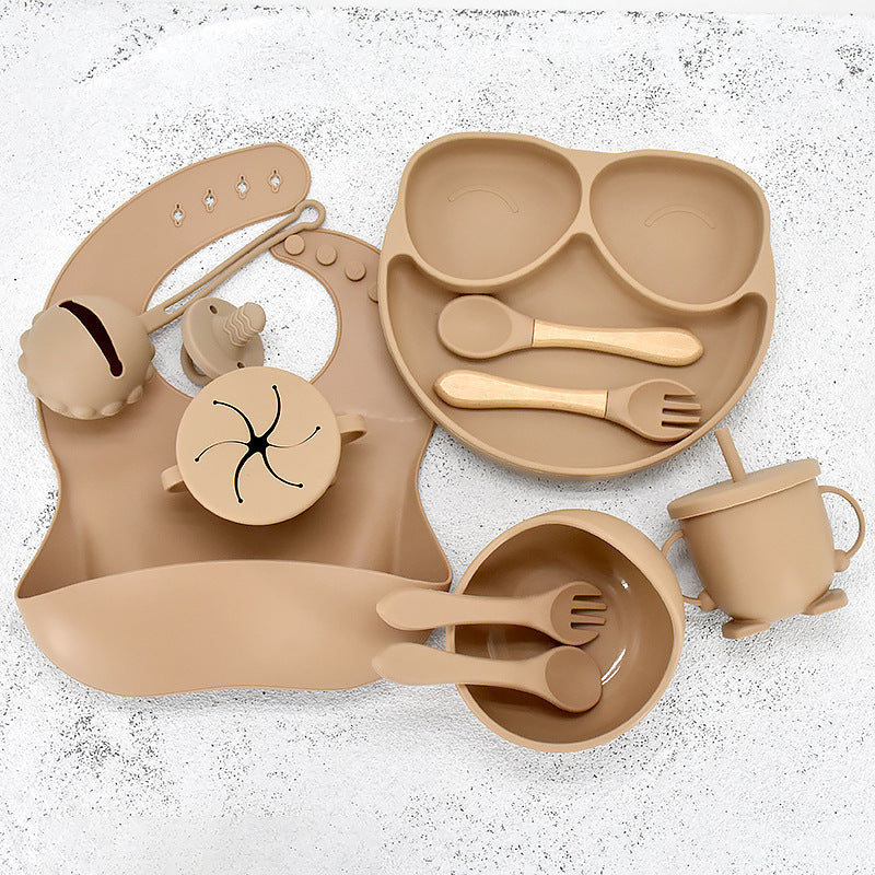 11 Piece Baby Training Dinner Plate Bowl Khaki 11PCS 0 - Tophatter Daily Deals