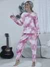 Tie-dye Round Neck Top and Drawstring Pants Lounge Set Loungewear Sets - Tophatter Daily Deals