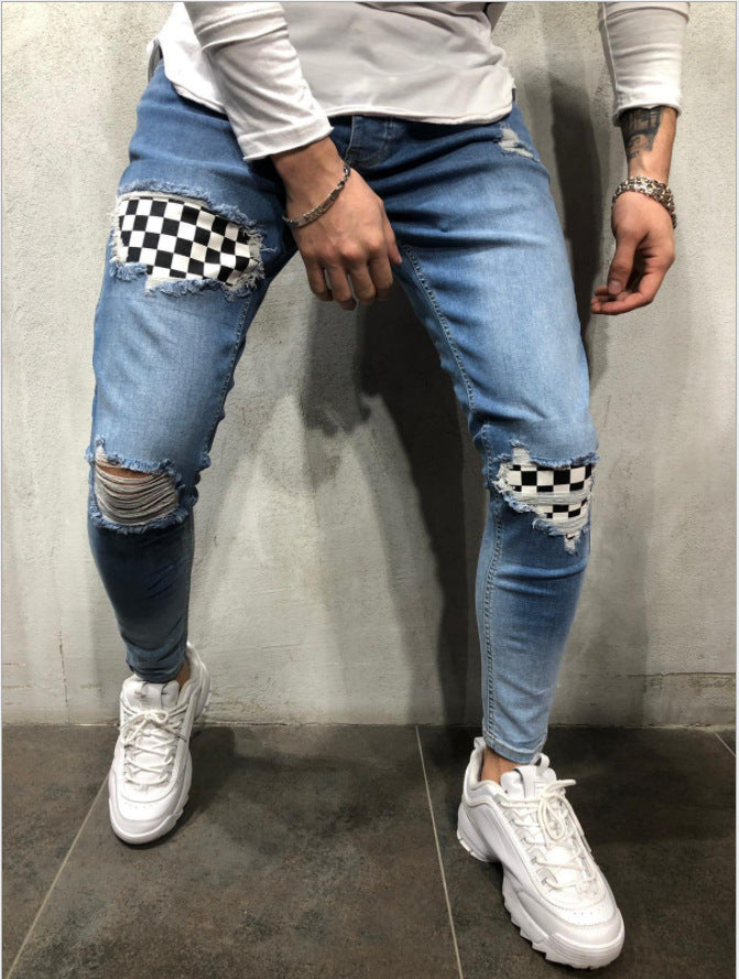 Blue ripped logo jeans Blue 0 - Tophatter Daily Deals