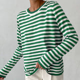 Lightweight Women’s Long Sleeve Sweater - Striped Knit Green 3D Changing Face Moving Picture Frame - Tophatter Daily Deals