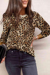 Full Size Printed Round Neck Long Sleeve T-Shirt Leopard Women's T-Shirts - Tophatter Daily Deals