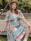 Plus Size Lace Detail Printed Half Sleeve Midi Dress Casual Dresses - Tophatter Daily Deals