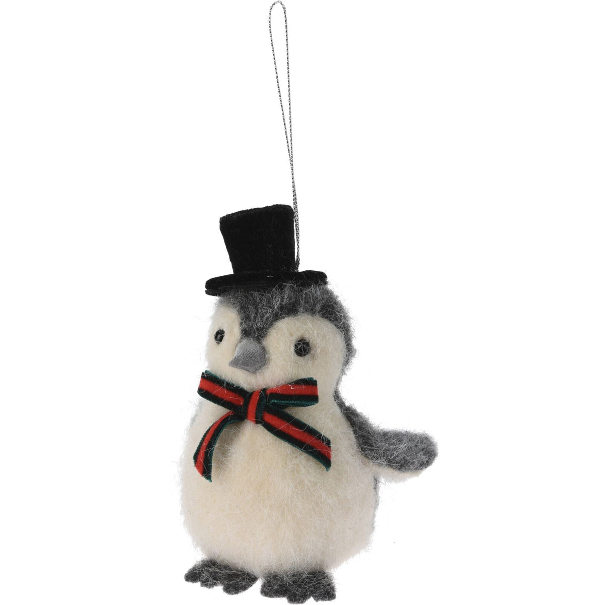Penguin Christmas Bauble | Grey Wool Penguin Christmas Tree Ornament - 11cm Baubles - Tophatter Daily Deals