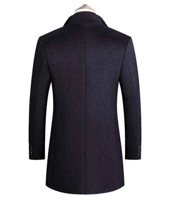Warm Men’s Wool Coat - Single-Breasted Mid-Thigh, Winter 3D Changing Face Moving Picture Frame - Tophatter Daily Deals