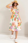 HYFVE Floral Flutter Sleeve Smocked Dress Multi Casual Dresses - Tophatter Daily Deals