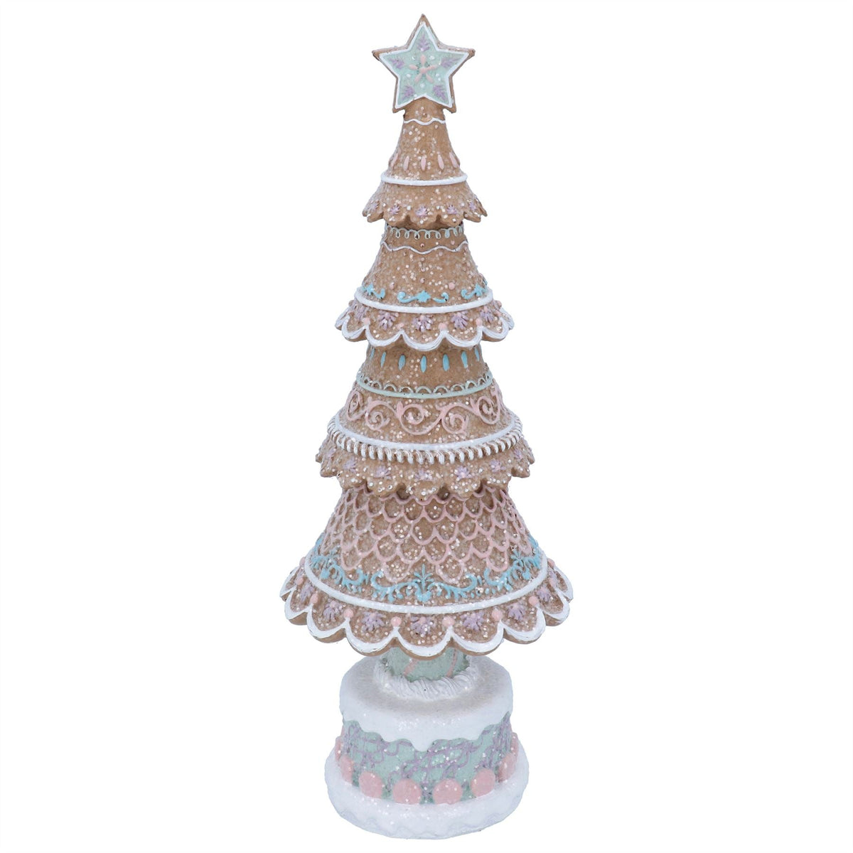 Gingerbread Christmas Tree Centerpiece | Festive Resin Tree Ornament - 32cm Ornament - Tophatter Daily Deals