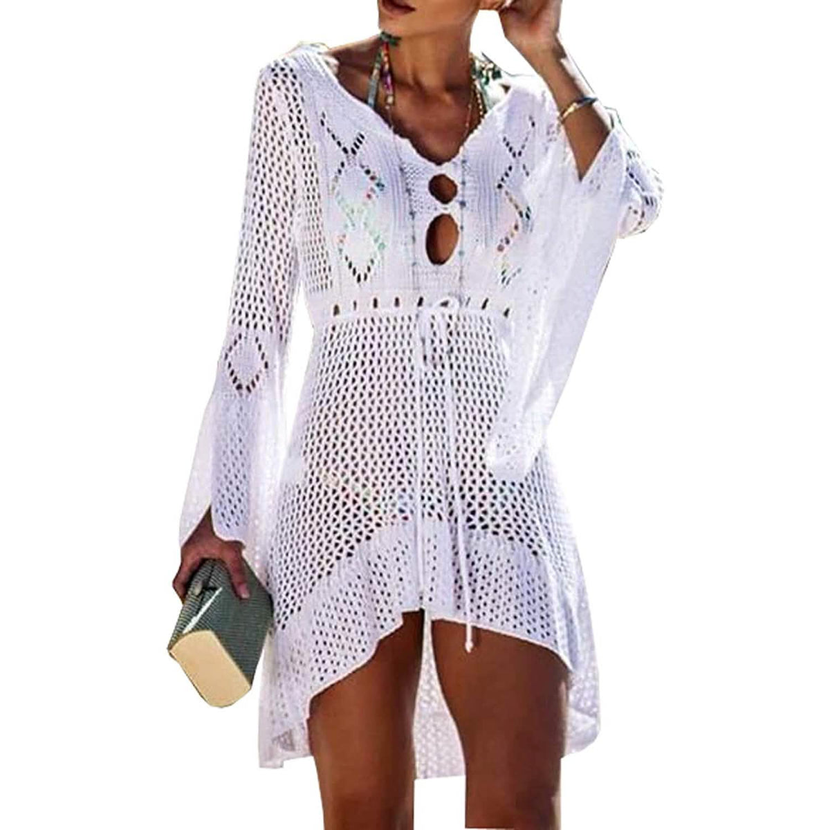 Beach Tops Sexy Perspective Cover Dress Pink Women's Swimwear - Tophatter Daily Deals