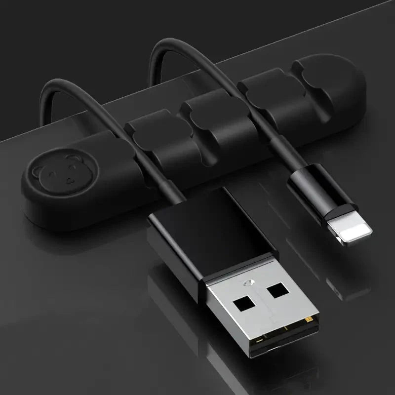 Bear Silicone Wire Organizer Storage Black Wire Organizer - Tophatter Daily Deals