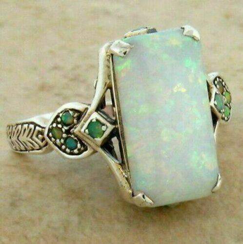 Beautiful Silver Plated White Fire Opal Women Ring Rings - Tophatter Daily Deals