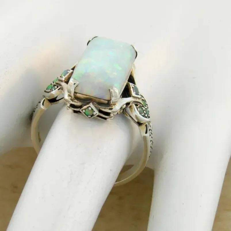 Beautiful Silver Plated White Fire Opal Women Ring Rings - Tophatter Daily Deals