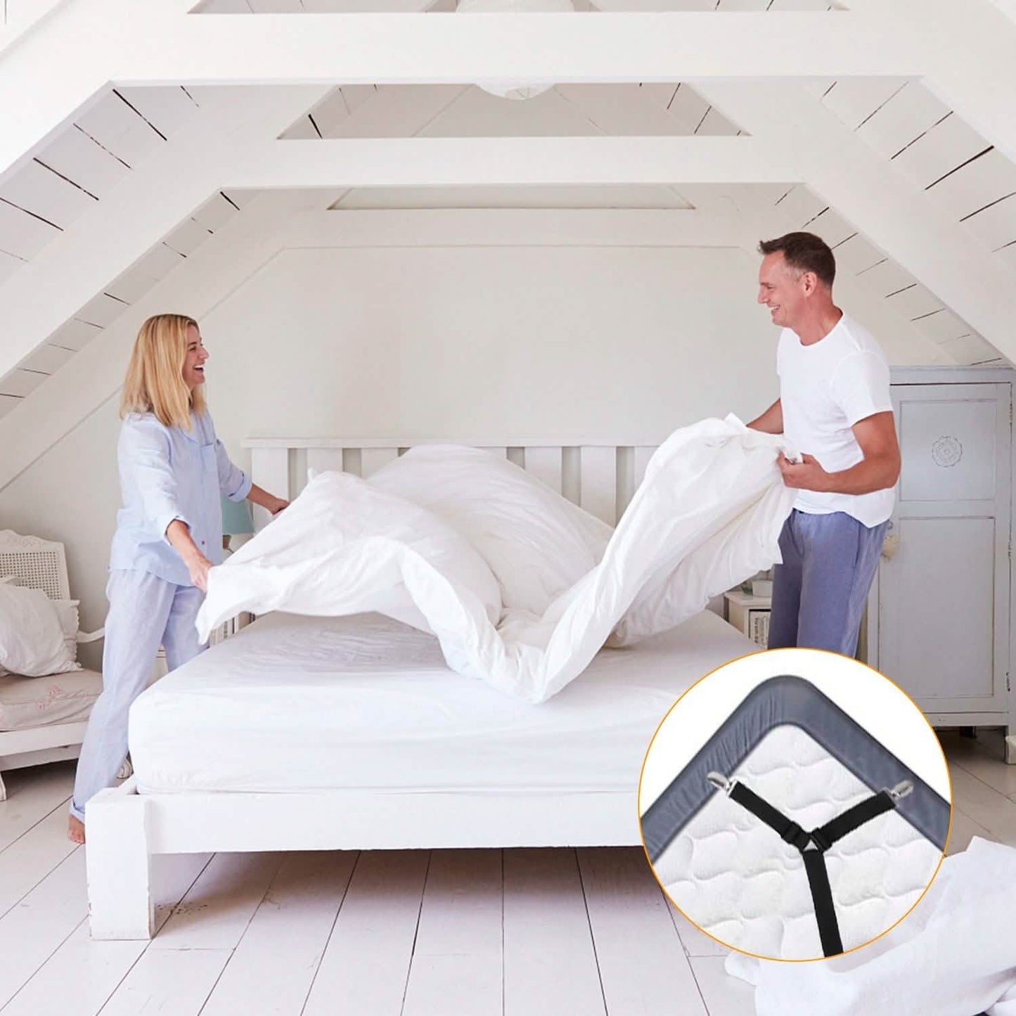Bed Sheet Fasteners Adjustable Crisscross Elastic Sheet Suspenders Bedding - Tophatter Daily Deals