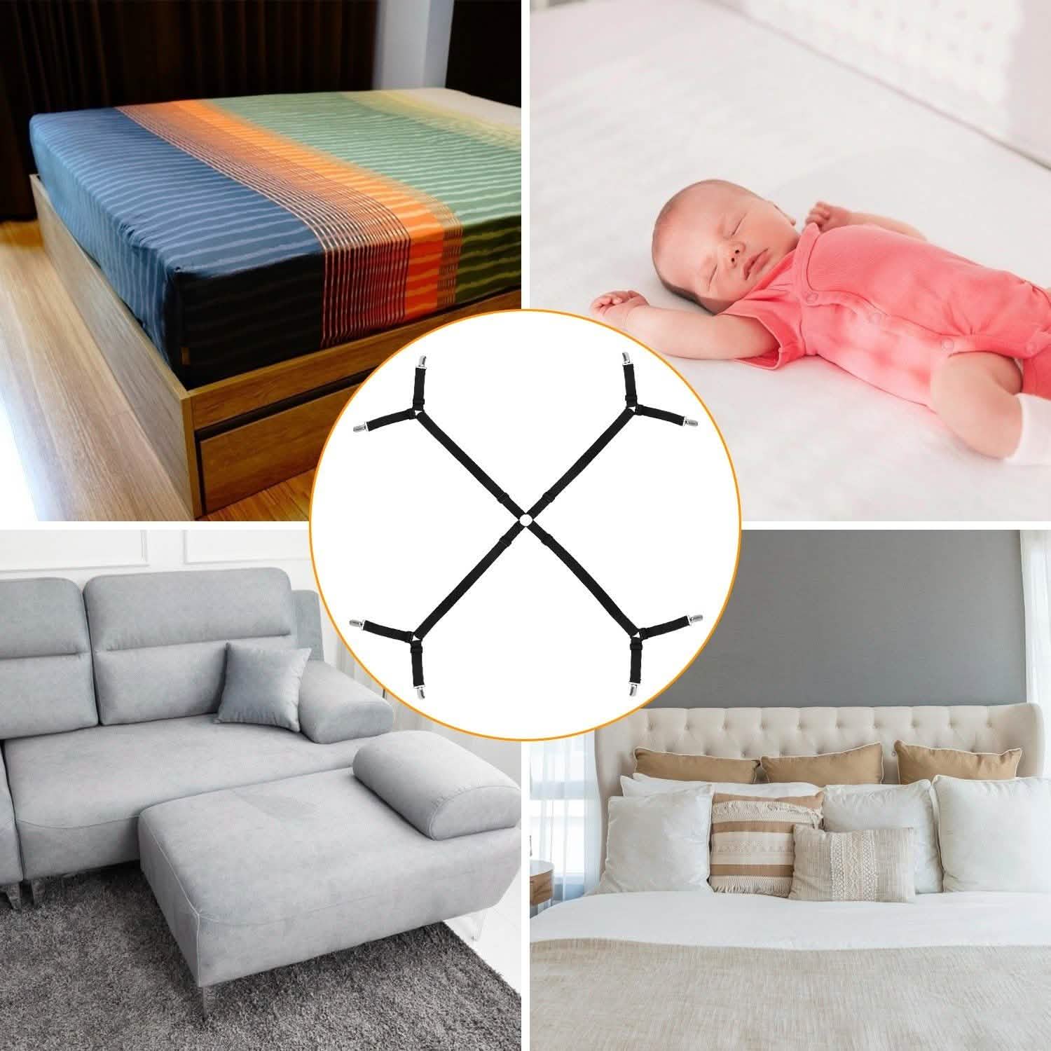 Bed Sheet Fasteners Adjustable Crisscross Elastic Sheet Suspenders Bedding - Tophatter Daily Deals