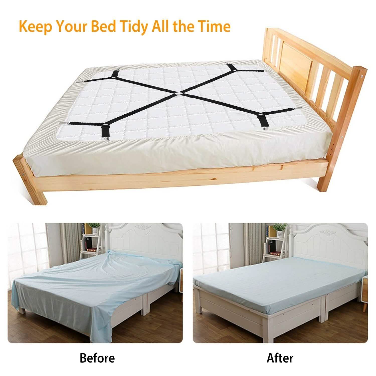 Bed Sheet Fasteners Adjustable Crisscross Elastic Sheet Suspenders Bedding - Tophatter Daily Deals