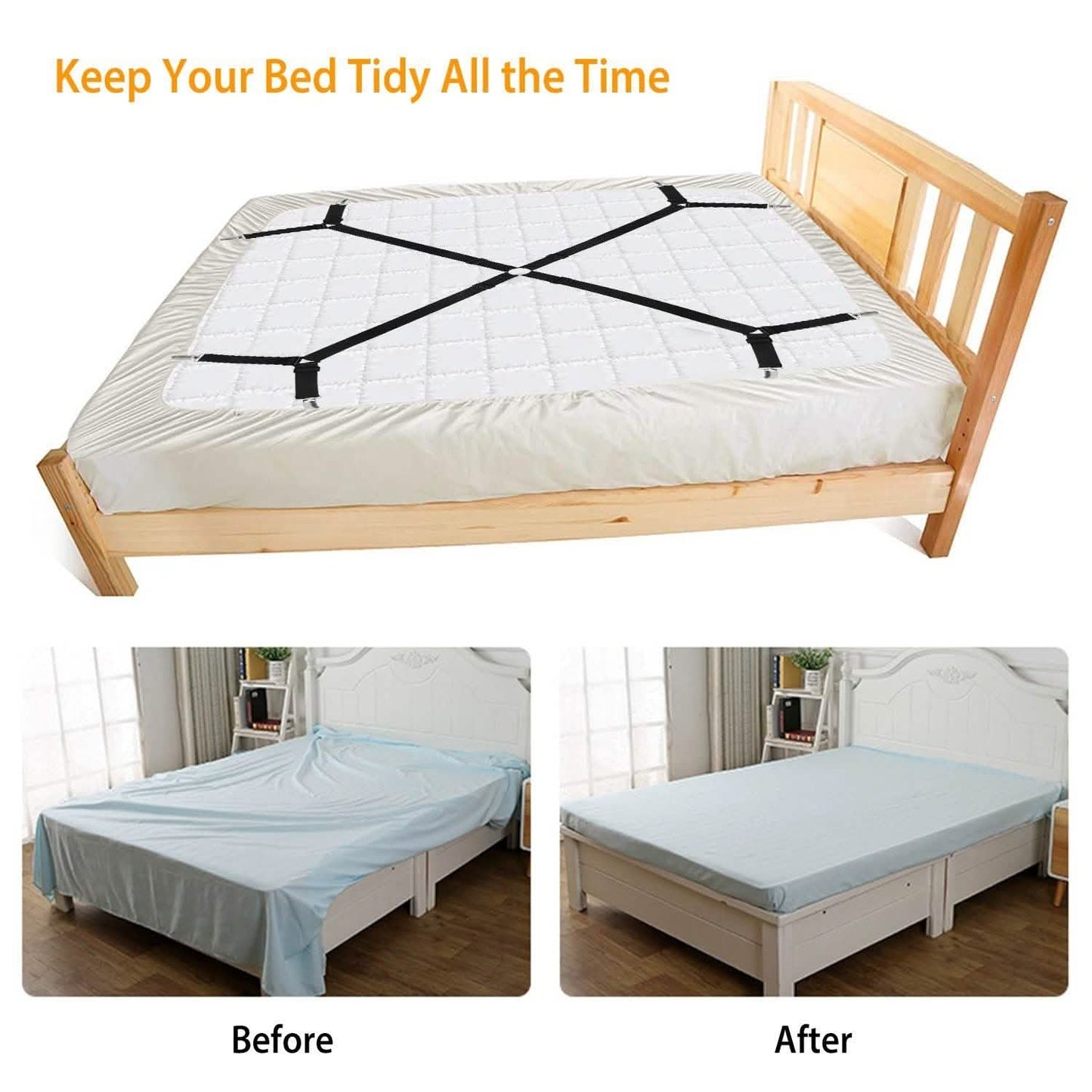 Bed Sheet Fasteners Adjustable Crisscross Elastic Sheet Suspenders Bedding - Tophatter Daily Deals