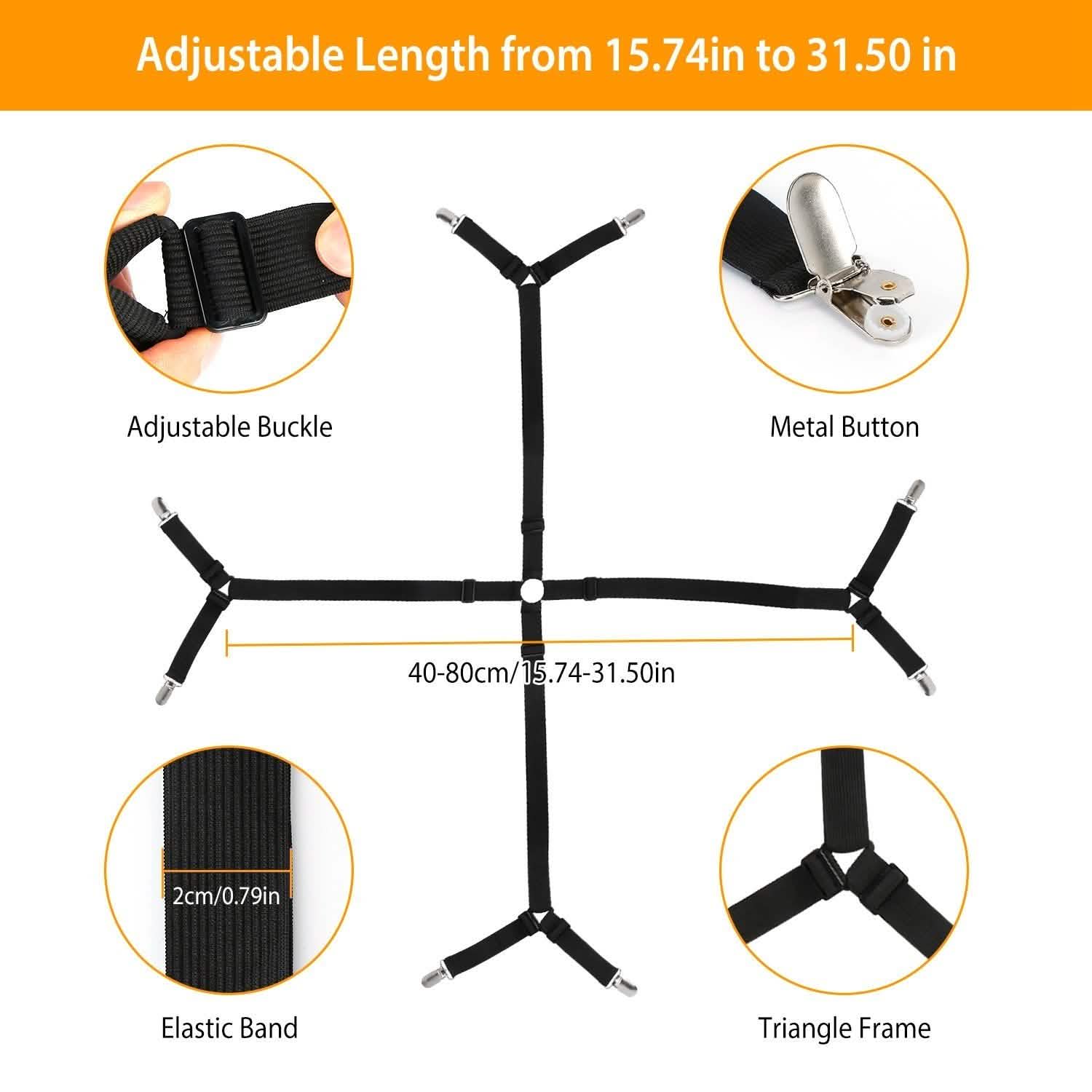Bed Sheet Fasteners Adjustable Crisscross Elastic Sheet Suspenders Bedding - Tophatter Daily Deals