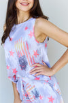 ODDI Full Size Tie-Dye Star Printed Loungewear Set Loungewear Sets - Tophatter Daily Deals