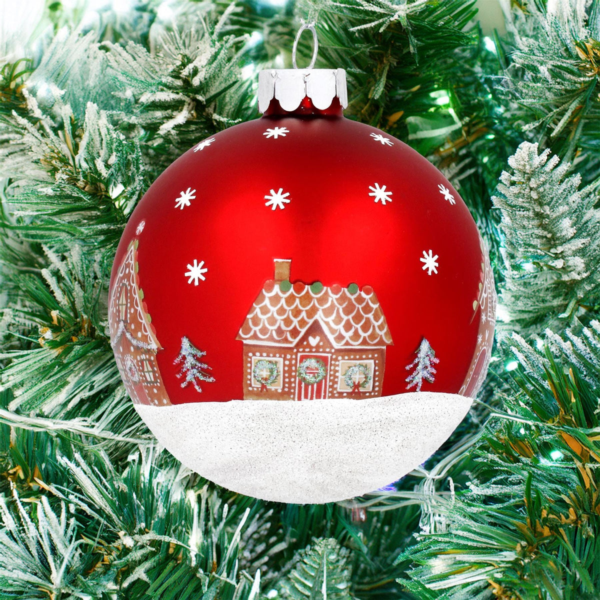 Gingerbread House Red Christmas Bauble | Christmas Tree Hanging Ornament - 8cm Baubles - Tophatter Daily Deals
