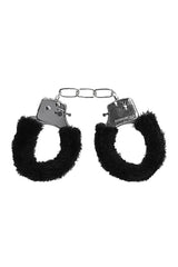 Ouch by Shots Toys - Black & White - Beginner's Furry Handcuffs with Quick Release Button - Black BDSM - Tophatter Daily Deals
