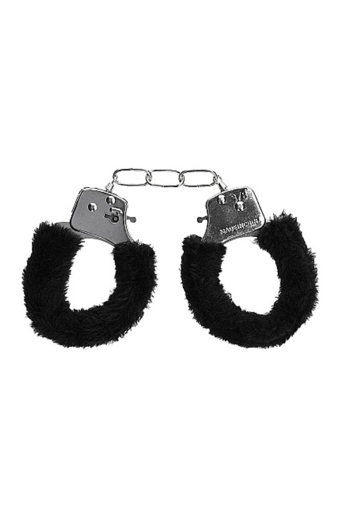 Ouch by Shots Toys - Black & White - Beginner's Furry Handcuffs with Quick Release Button - Black BDSM - Tophatter Daily Deals