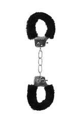 Ouch by Shots Toys - Black & White - Beginner's Furry Handcuffs with Quick Release Button - Black BDSM - Tophatter Daily Deals