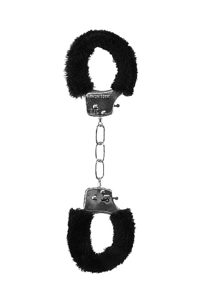 Ouch by Shots Toys - Black & White - Beginner's Furry Handcuffs with Quick Release Button - Black BDSM - Tophatter Daily Deals