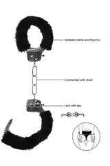 Ouch by Shots Toys - Black & White - Beginner's Furry Handcuffs with Quick Release Button - Black BDSM - Tophatter Daily Deals
