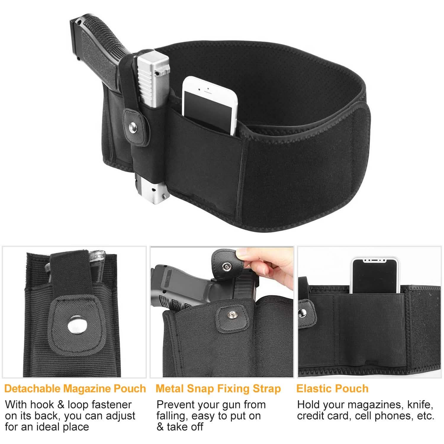 Belly Band Gun Holster Tactical & Self Defense - Tophatter Daily Deals