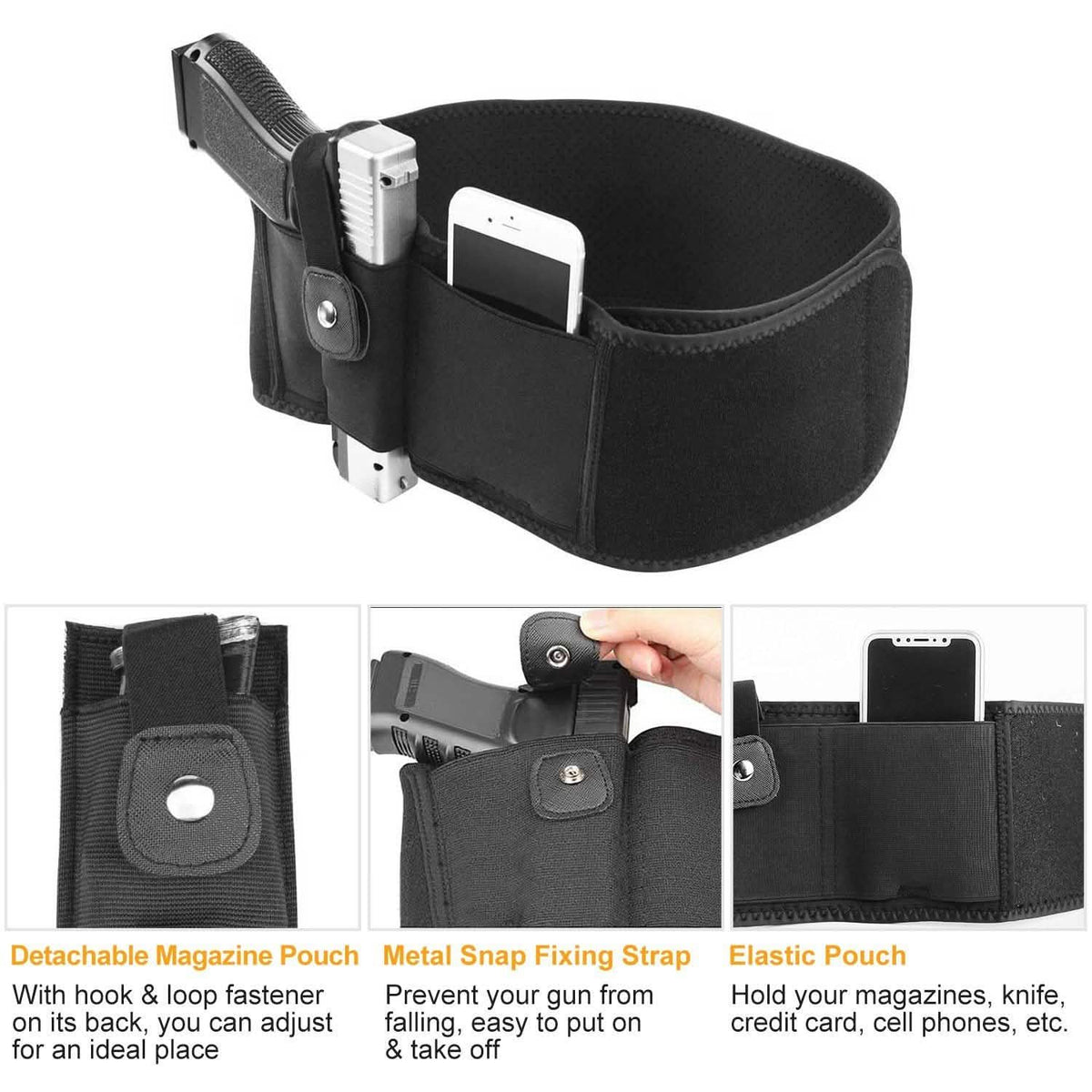 Belly Band Gun Holster Tactical & Self Defense - Tophatter Daily Deals