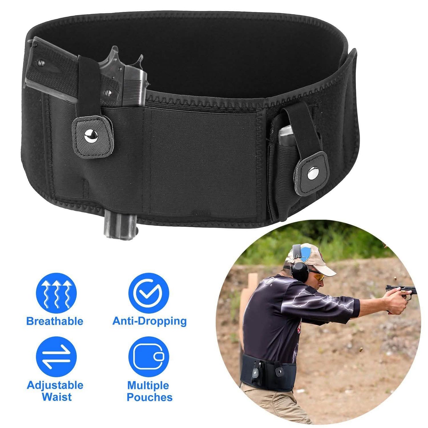 Belly Band Gun Holster Tactical & Self Defense - Tophatter Daily Deals