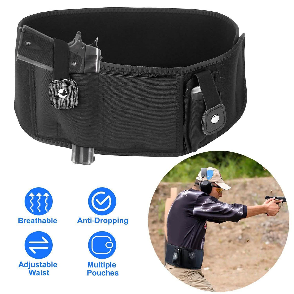 Belly Band Gun Holster Tactical & Self Defense - Tophatter Daily Deals
