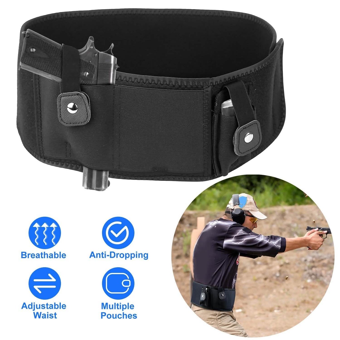 Belly Band Gun Holster Tactical & Self Defense - Tophatter Daily Deals