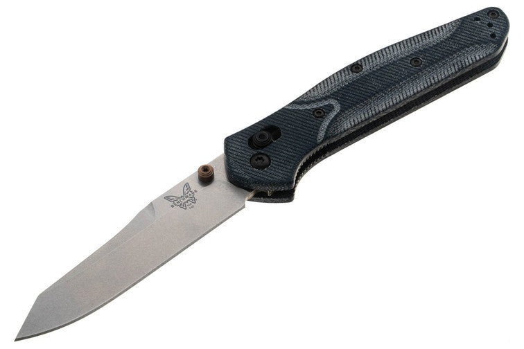 Benchmade Osborne - Blue Denim Micarta - Satin M390 Reverse Tanto Blade - 940-04 Folding Knives - Tophatter Daily Deals
