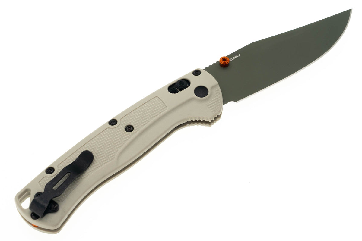 Benchmade Taggedout - Tan Grivory Handle - Green Elmax Blade - 15536GN-01 Folding Knives - Tophatter Daily Deals