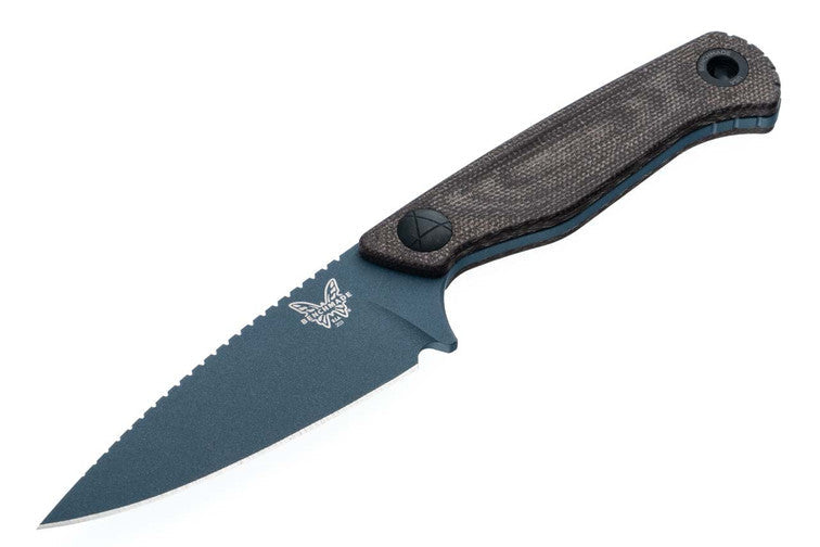 Benchmade Dacian - Brown Canvas Micarta Handles - Blue MagnaCut Spear Point Blade - 203BT-03 Fixed Blade - Tophatter Daily Deals
