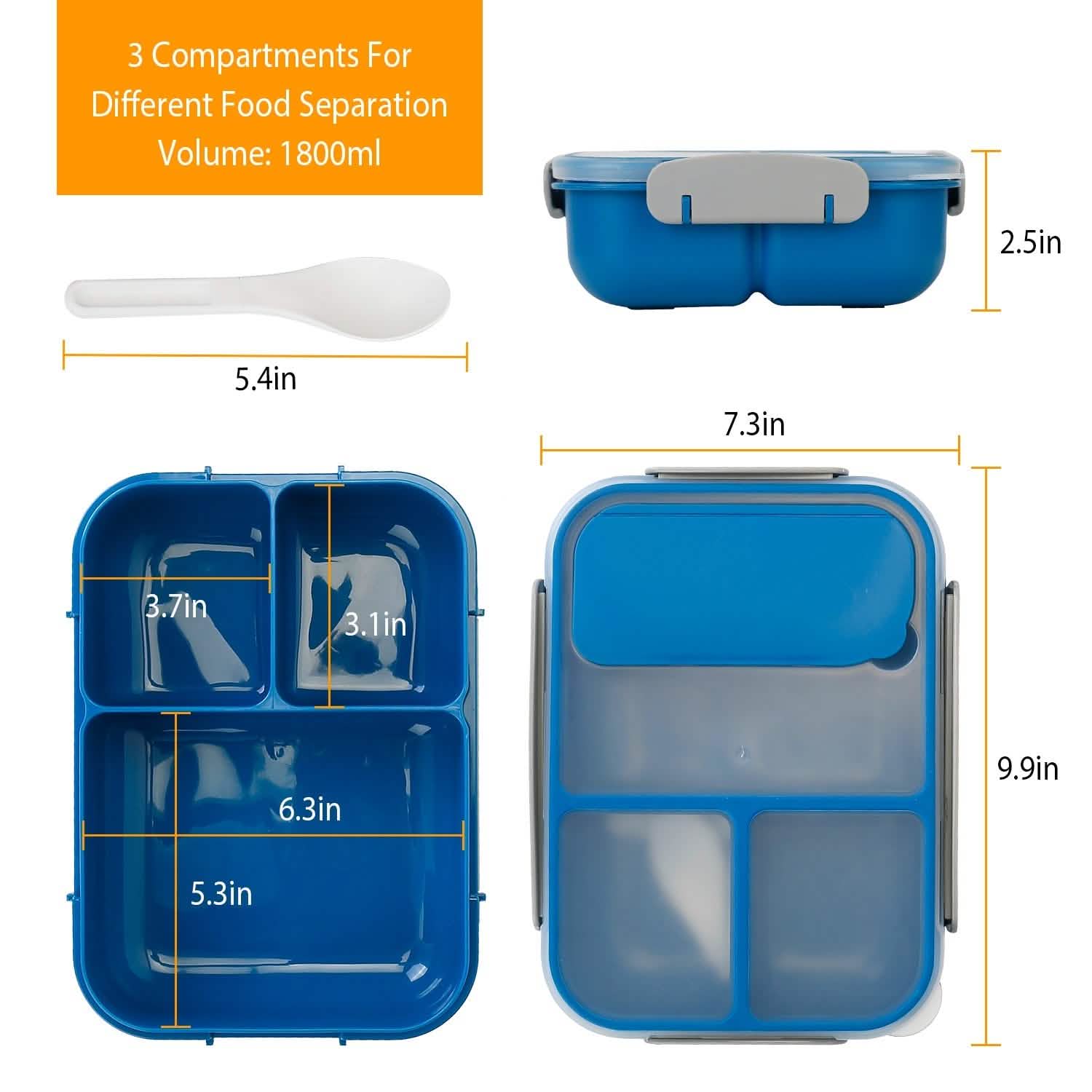 Bento Box Portable Lunch Box Picnic Food Storage with 3 Compartments Kitchen Storage - Tophatter Daily Deals