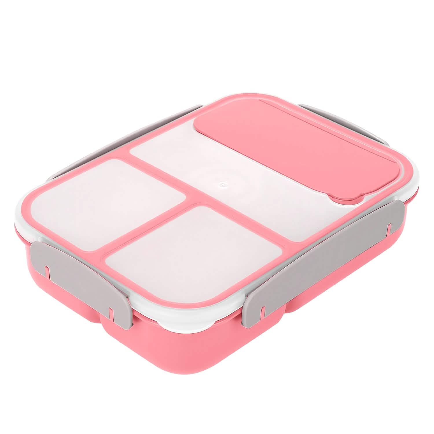 Bento Box Portable Lunch Box Picnic Food Storage with 3 Compartments Pink Kitchen Storage - Tophatter Daily Deals