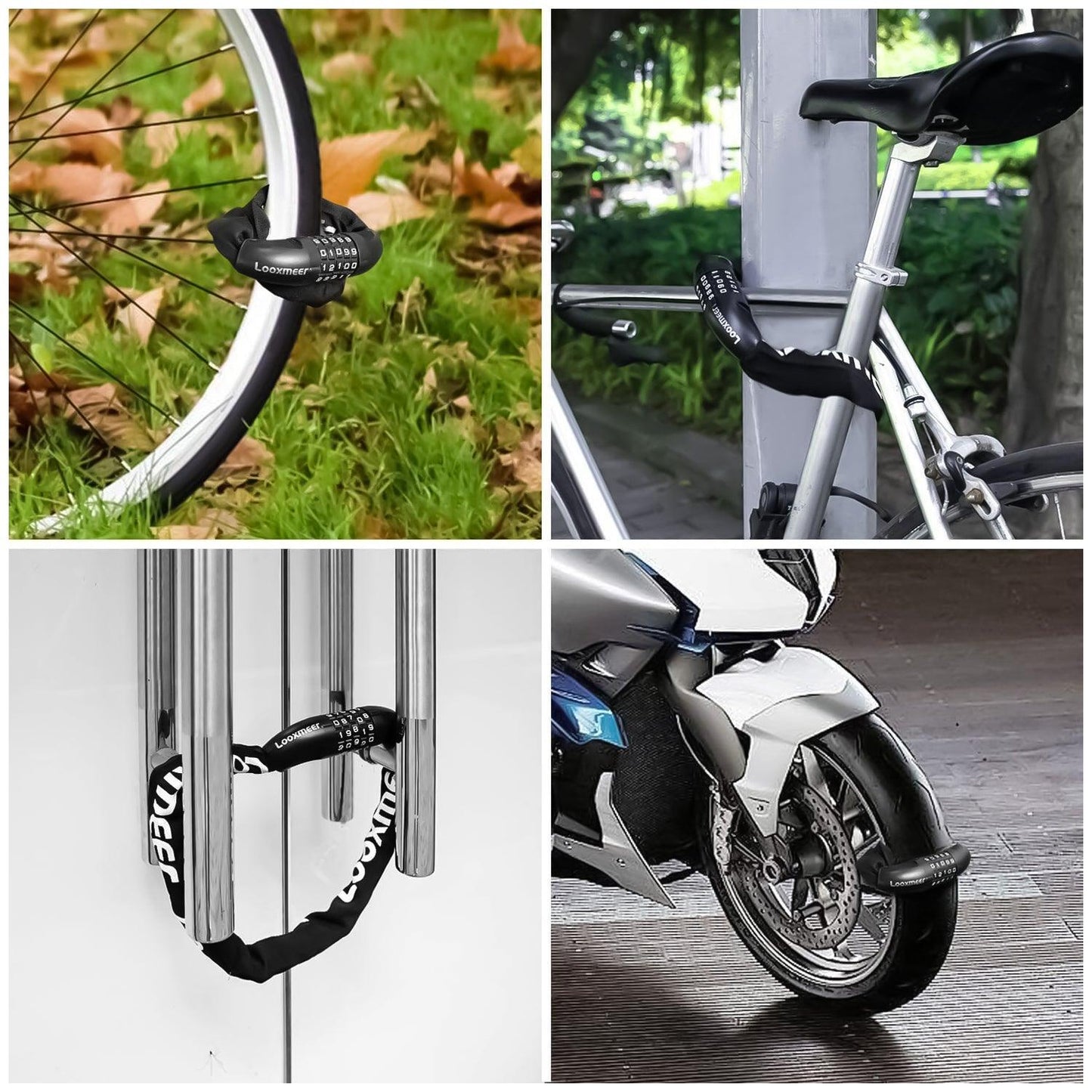 Best Bike Lock UK - Heavy Duty High Security 90cm 5-Digit Combination Chain Lock Cycling - Tophatter Daily Deals
