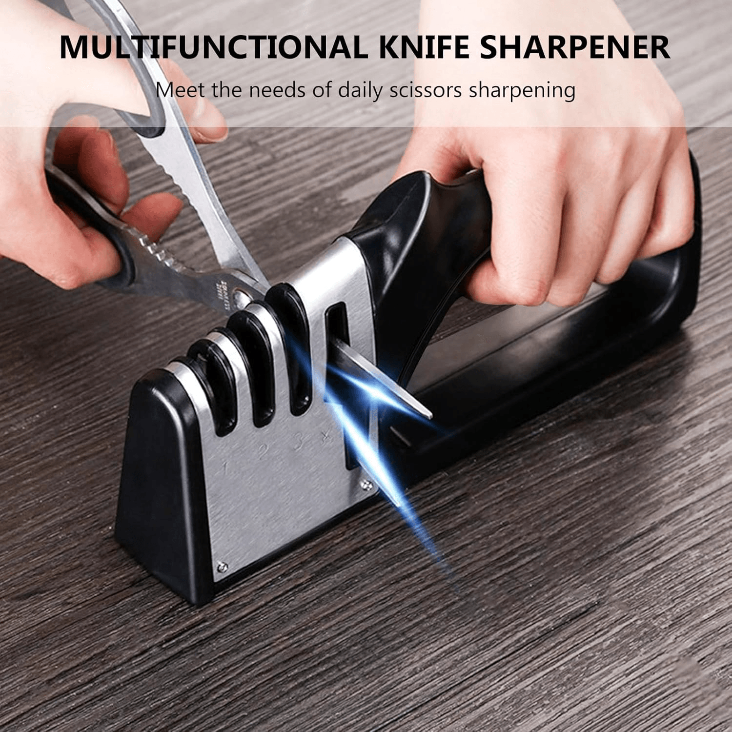 Kitchen Knife Sharpener – 4 in 1 Diamond Knife Grinder for Knives & Scissors | Multi-Tool Sharpener Household - Tophatter Daily Deals
