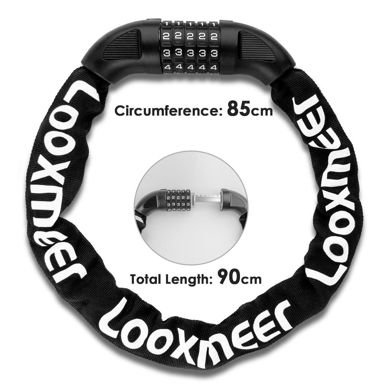 Best Bike Lock UK - Heavy Duty High Security 90cm 5-Digit Combination Chain Lock Black Cycling - Tophatter Daily Deals